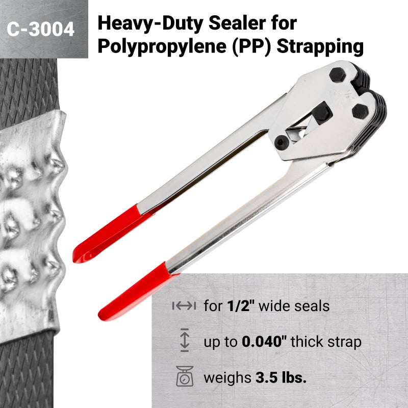 IDL Packaging C-3004 Heavy Duty Sealer & Crimper for 1/2â€ Polypropylene (PP) Strapping - Heat-Treated Durable Tool with Ergonomic Design - Long Handles Mean Less Effort in Closing The Seal - Image 2
